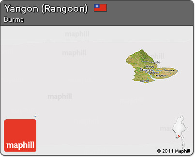 Satellite Panoramic Map of Yangon (Rangoon), cropped outside
