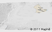 Shaded Relief Panoramic Map of Yangon (Rangoon), lighten, desaturated