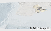 Shaded Relief Panoramic Map of Yangon (Rangoon), lighten, semi-desaturated