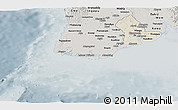 Shaded Relief Panoramic Map of Yangon (Rangoon), semi-desaturated