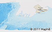 Shaded Relief Panoramic Map of Yangon (Rangoon), single color outside