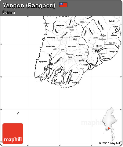 Blank Simple Map of Yangon (Rangoon)