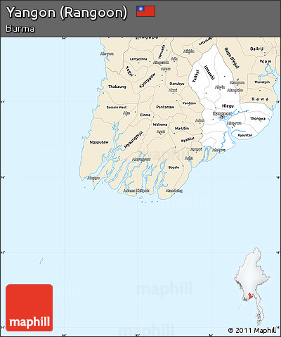 Classic Style Simple Map of Yangon (Rangoon)
