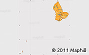 Political Shades Simple Map of Yangon (Rangoon), cropped outside