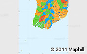 Political Shades Simple Map of Yangon (Rangoon), political outside
