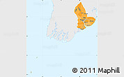 Political Shades Simple Map of Yangon (Rangoon), single color outside