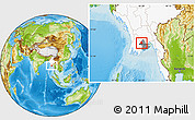 Physical Location Map of Taikkyi, highlighted country, highlighted parent region