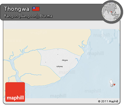 Classic Style 3D Map of Thongwa, single color outside