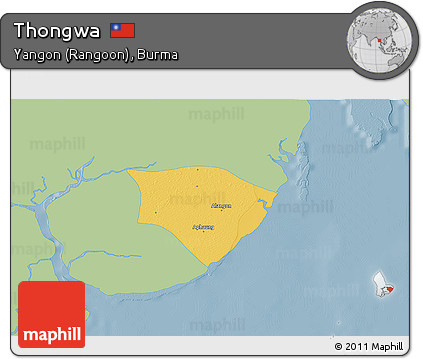 Savanna Style 3D Map of Thongwa, single color outside