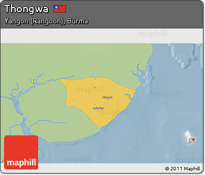 Savanna Style 3D Map of Thongwa, single color outside