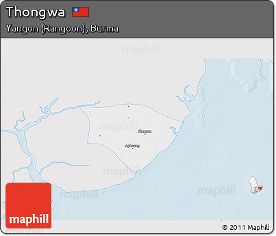 Silver Style 3D Map of Thongwa, single color outside