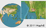 Satellite Location Map of Thongwa, highlighted parent region
