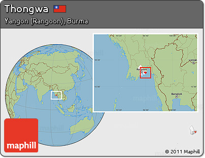 Savanna Style Location Map of Thongwa, highlighted parent region