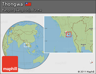 Savanna Style Location Map of Thongwa, highlighted parent region