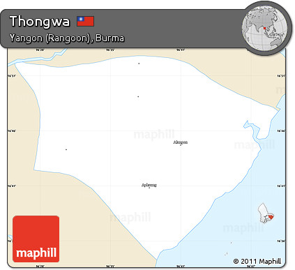 Classic Style Simple Map of Thongwa, single color outside