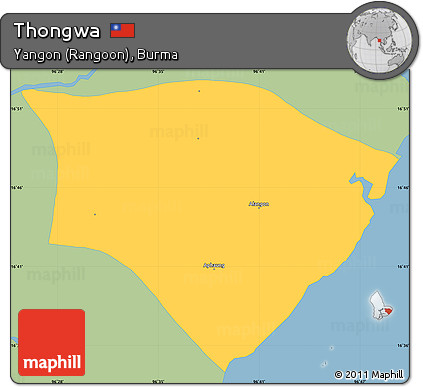 Savanna Style Simple Map of Thongwa, single color outside