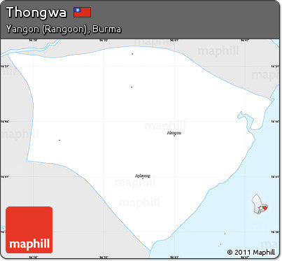 Silver Style Simple Map of Thongwa, single color outside