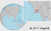 Gray Location Map of Yangon (Rangoon)