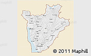 Classic Style 3D Map of Burundi, single color outside