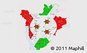 Flag 3D Map of Burundi, flag aligned to the middle