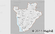 Gray 3D Map of Burundi, single color outside