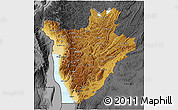 Physical 3D Map of Burundi, darken, desaturated
