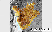 Physical 3D Map of Burundi, desaturated, land only