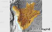 Physical 3D Map of Burundi, desaturated
