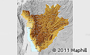 Physical 3D Map of Burundi, lighten, desaturated