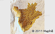 Physical 3D Map of Burundi, lighten
