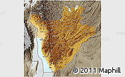 Physical 3D Map of Burundi, semi-desaturated