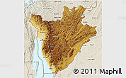 Physical 3D Map of Burundi, shaded relief outside