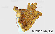 Physical 3D Map of Burundi, single color outside