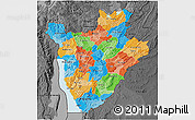 Political 3D Map of Burundi, darken, desaturated