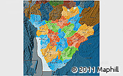 Political 3D Map of Burundi, darken, land only