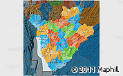 Political 3D Map of Burundi, darken