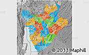 Political 3D Map of Burundi, desaturated