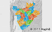 Political 3D Map of Burundi, lighten, desaturated