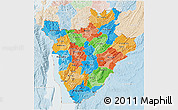 Political 3D Map of Burundi, lighten