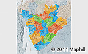 Political 3D Map of Burundi, lighten, semi-desaturated