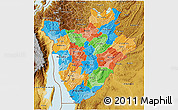 Political 3D Map of Burundi, physical outside