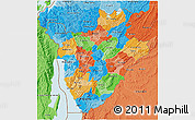 Political 3D Map of Burundi, political shades outside