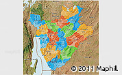 Political 3D Map of Burundi, satellite outside