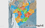 Political 3D Map of Burundi, semi-desaturated, land only