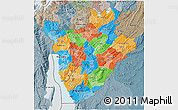 Political 3D Map of Burundi, semi-desaturated