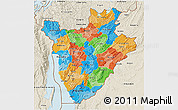 Political 3D Map of Burundi, shaded relief outside