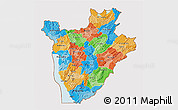 Political 3D Map of Burundi, single color outside, shaded relief sea