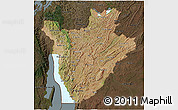 Satellite 3D Map of Burundi, darken, land only