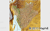 Satellite 3D Map of Burundi, physical outside