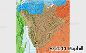Satellite 3D Map of Burundi, political shades outside